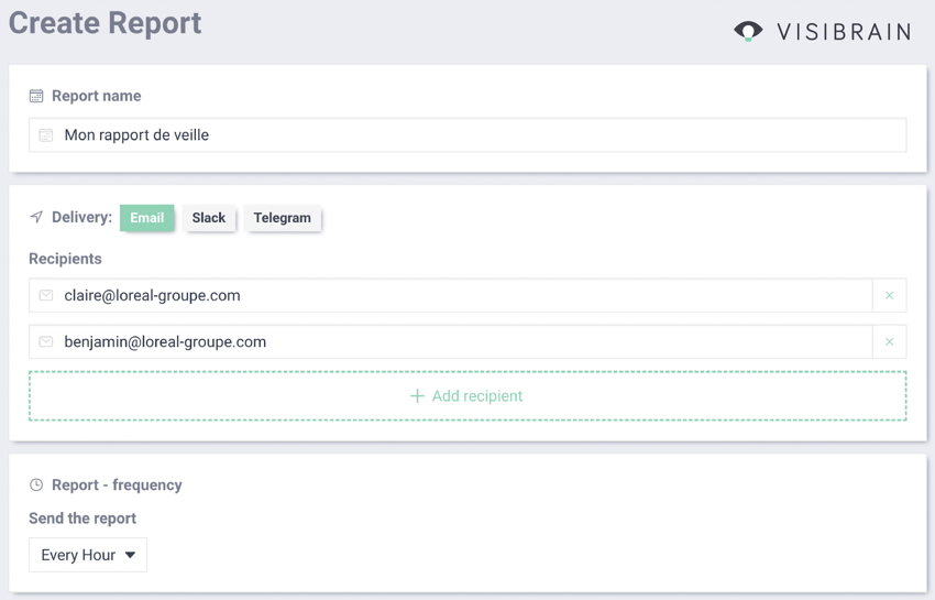 Parametrage rapport de veille Visibrain