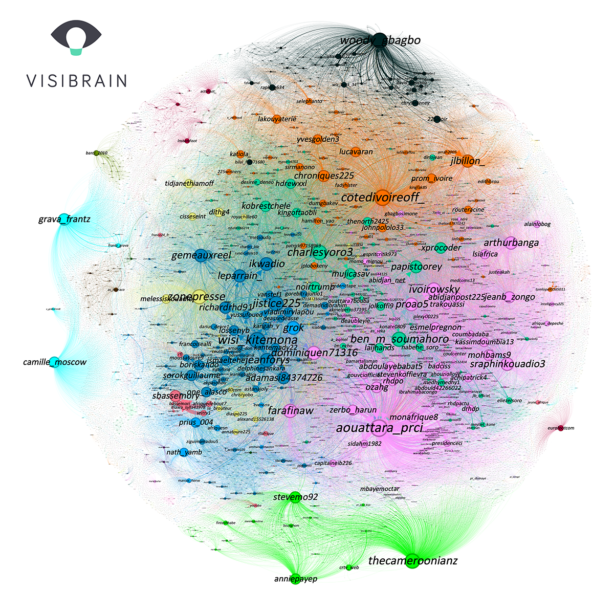 Visibrain - Cartographie de communautés Côte dIvoire Twitter