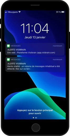 Exemple d'alerte SMS par Visibrain