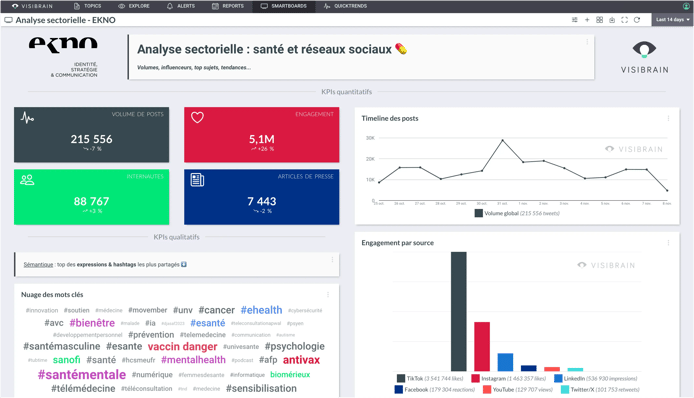 Capture d'écran d'une analyse sectorielle de Visibrain