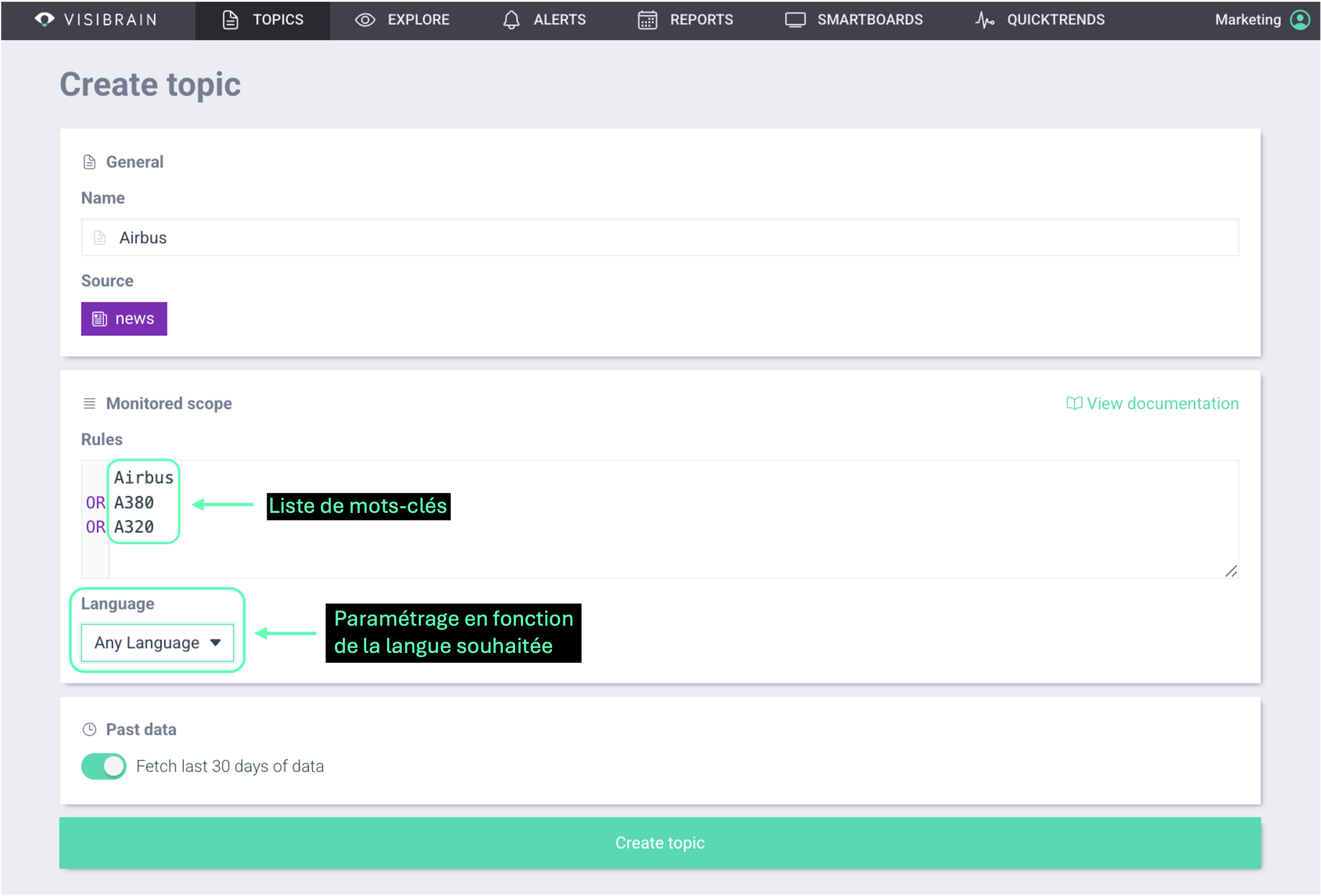 visibrain-parametrage-news